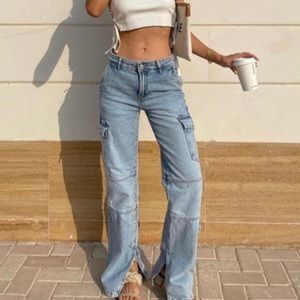 Zara Women's Light Blue Flare Jeans